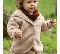 Engel Baby Jacke mit Kapuze Wollfleece (Sand Melange, 62-68)