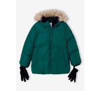 Warme Jungen Winterjacke mit Handschuhen tannengrün Gr. 92/98 von Vertbaudet