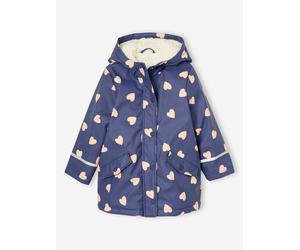 Warme Regenjacke mit Kapuze & Teddyfleece-Futter Mädchen indigo-blau Gr. 134 von vertbaudet