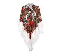 Warme Schals für Frauen Scarves Russischer Babuschka-Schal für Damen, übergroß, traditioneller ukrainischer Retro-Stil, Bedruckte Quasten, quadratische Schals Hair Scarf for Women Halstuch Schal