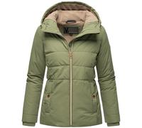 MARIKOO Damen Winterjacke (XS-3XL) - Steppjacke, Kapuze mit Gummizug, im inneren mit Fleecestoff, Warme Jacke Frauen - N026 (L, Olive)