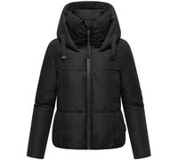 MARIKOO Damen Winterjacke (XS-XXL) - gesteppt, mit Kapuze, innen Fleecefutter - N086 - Schwarz Größe XL - Gr.XL
