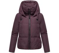 MARIKOO Damen Winterjacke (XS-XXL) - gesteppt, mit Kapuze, innen Fleecefutter - N086 - DustyPlum Größe L - Gr.L