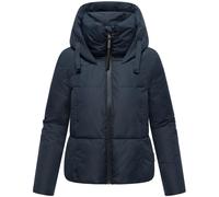 MARIKOO Damen Winterjacke (XS-XXL) - gesteppt, mit Kapuze, innen Fleecefutter - N086 - Navy Größe L - Gr.L
