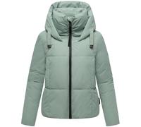 MARIKOO Damen Winterjacke (XS-XXL) - gesteppt, mit Kapuze, innen Fleecefutter - N086 - SmokeyMint Größe M - Gr.M