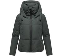 MARIKOO Damen Winterjacke (XS-XXL) - gesteppt, mit Kapuze, innen Fleecefutter - N086 - StoneGreen Größe L - Gr.L
