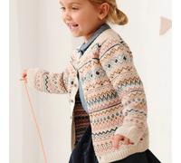 Warme Strickjacke mit Norwegermuster beige 74/80