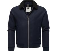 Warme Übergangsjacke in Woll-Optik mit kuscheligem Teddyfell-Kragen "Sivval Felt" Navy XL