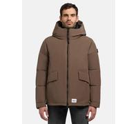 Warme Winterjacke kurz mit Kapuze, gesteppten Ärmeln und hohem Kragen "Gero-YM" City Taupe S