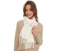 Warmer Herbstschal für Damen, einfarbiger Baumwollschal mit Quasten/Fransen, einfarbiger karierter Pashmina-Schal, Stola, multifunktional