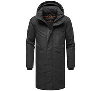 STONE HARBOUR Herren Warmer wasserdichter Wintermantel lang mit Abnehmbarer Kapuze und magnetischer Abdeckleiste Xandroo XX Black Gr. S
