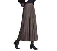 Warmer, Langer Wollrock Für Damen Im Winter Und Herbst, Elegant, Elastisch, Hohe Taille, Vintage-Wollmischung, A-Linie, Plissierter Maxirock, Kaffee