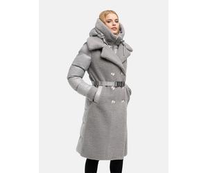 Warmer Materialmix-Mantel Plüschmantel "Kuscheltraum 14" Grey XL