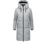 Navahoo Damen Langer Wintermantel warmer Steppmantel mit großer Kapuze und Fleece-gefütterten Kragen Kältekuschel XIV Grey Gr. XXL