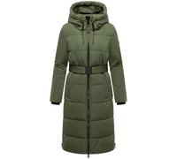 Warmer Steppmantel mit Taillengürtel "Herbstnebel 14" Pine Olive S