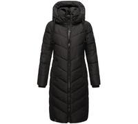 Navahoo Damen Wintermantel Warmer Steppmantel lang mit Abnehmbarer Kapuze Sahnekatzii XIV Black Gr. S