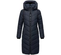 Navahoo Damen Wintermantel Warmer Steppmantel lang mit Abnehmbarer Kapuze Sahnekatzii XIV Navy Gr. XXL