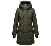 MARIKOO Damen Winterjacke (XS-6XL) - Wasserabweisend, teils mit Fleece, hochstehender Kragen, Steppjacke mit Kapuze, Warme Jacke Frauen - N008 (XXL, DOlive)