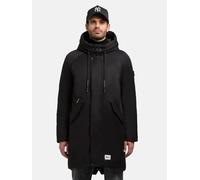 khujo Herren warme Lange Wintejacke mit Magnet-Abdeckleiste und Verstellbarer großer Kapuze Anth-YM Black Gr. XL