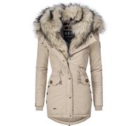 Warmer Wintermantel mit doppelter Kunstpelz-Kapuze "Sweety" Taupe L