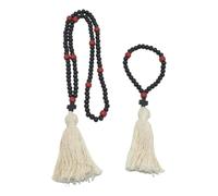 Warmhm 2 Stück Christliche Holzkreuz Halskette mit Gebetsperlen Auto Kreuzanhänger Tauf und Weihnachts Schmuck für Herren und Frauen