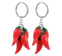 Warmhm 2 Stück Pack Schlüsselanhänger Chili Anhänger aus Legierung Realistische Chili Vielseitiger Taschen und Rucksack Schlüsselring Party und Geschenkdeko