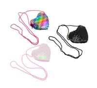 Warmhm 3 Stück Teiliges Herzförmiges Münztaschen mit Lanyard Pailletten Geldbeutel für Damen Leicht und Strapazierfähig Praktisch für Kleingeld und Schlüssel Umhängen Zufällige Farbe