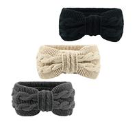 Warmhm 3stücke Winterwarme Stirnbänder Ohrwärmer-haarbänder Für Damen Dicke Gestrickte Stirnbänder Als Winter-kopfbedeckung Für Mädchen