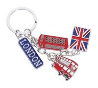 Warmhm Londoner Schlüsselanhänger, London Bus Telefonzelle Union Jack Schlüsselanhänger UK Flag Metall für Autos England Auto Zubehör