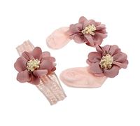 Warmhm Stirnband Mit Blumenverzierung Und Passenden Wadenlangen Babysocken Als Geschenk Zum Ersten Monat Geburt Für Neugeborene Und Babyausstattung