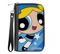Warner Bros. Animation Wallet Zip Around The Powerpuff Girls Bubbles Close-Up Pose Blues, Veganes Leder, Blues, 7.5"x4.5", Casual