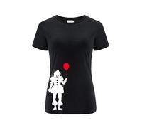 Warner Bros. It 031, Damen Kurzarm-T-Shirt, 100% Baumwolle, Doppelseitiger Druck, Size XS, Black, Nahtloses Design, Glatter und widerstandsfähiger Stoff für alltäglichen Komfort