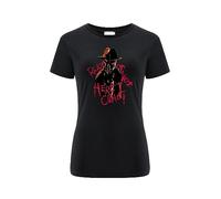 Warner Bros. Nightmare of Elm Street, Nightmare of The Elm Street 007, Damen Kurzarm-T-Shirt, 100% Baumwolle, Einseitiger, lebendiger Druck, Size XL, Black, Nahtloses Design,