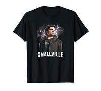 Warner Bros. Smallville Out of the Shadows T-Shirt - Unisex-Erwachsene und Kinder - Schwarz - S - Klassisches V-Ausschnitt Kurzarm T-Shirt