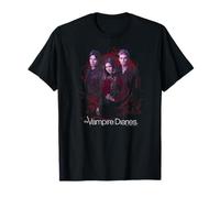 Warner Bros. Vampire Diaries Company of Three T-Shirt, Unisex Erwachsene, Mädchen, Kurzarm, Schwarz, S, Klassisches V-Ausschnitt T-Shirt mit gekreuzter Rückseite