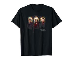 Warner Bros. Vampire Diaries Stained Windows T-Shirt, Unisex Erwachsene, Horror-Fans, Langarm, T-Shirt, Schwarz, S