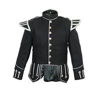 warreplica Handgefertigte Kilt-Jacke für Herren aus 100% Wolle für Militär-Piper-Schlagzeuger, Hochland-/schottische Militär-Pipers, geflochtener Randbesatz (maßgeschneidert), 46 Zoll