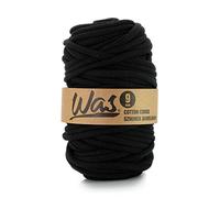 WAS Baumwollkordel mit Polyesterkern 9 mm 50m Baumwollgarn DIY Makramee Stricken Cotton Cord Schwarz ideal für Makramee Handwerk Baumwollseil für Basteln