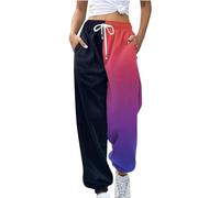 was Frauen Wollen Prime, Jogginghose Damen Schwarz, Damen Jogginghose Zweifarbige Hose Freizeithose Hohe Taille Sporthose Trainingshose Sweatpants Baggy Sweathose Aladinhose Damen