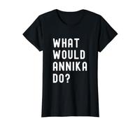 was Würde Annika tun? Preisgünstiges Grafik-T-Shirt, Damen, Schwarz, M