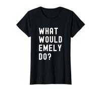 was Würde Emely tun? Preisgünstiges Grafik-T-Shirt, Damen, Schwarz, XS