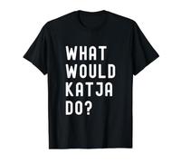 was Würde Katja tun? Preisgünstiges Grafik-T-Shirt, Herren, Schwarz, S