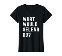 was Würde Selena tun? Preisgünstiges Grafik-T-Shirt, Damen, Schwarz, XL