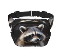 Waschbär-Bauchtasche für Damen, wasserdicht, verstellbar, Hüfttasche, modisch, lässig, Crossbody-Tasche, Bauchtasche für Laufen, Workout, Wandern, Reisen, Schwarz, Einheitsgröße, Schwarz ,