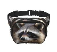 Waschbär-Bauchtasche für Damen, wasserdicht, verstellbar, Hüfttasche, modisch, lässig, Crossbody-Tasche, Bauchtasche für Laufen, Workout, Wandern, Reisen, Schwarz, Einheitsgröße, Schwarz ,