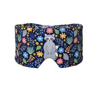 Waschbär und tropische Blumen, Vollständige Augenabdeckungen, lichtblockierende Augenmaske, Schlafaugen- und Ohrenschützer