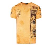 Washed Biker T-Shirt mit Front & Back Prints 2XL