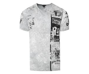Washed Biker T-Shirt mit Front & Back Prints S