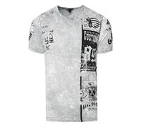 Washed Biker T-Shirt mit Front & Back Prints XL