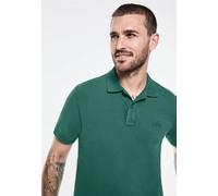 Poloshirt STREET ONE MEN, Herren, Gr. L (42), grün (palm grün), Web, 100% Baumwolle, unifarben, gerade hüftlang, V-Ausschnitt, Bündchen, Shirts, aus reiner Baumwolle (18994218-L) palm grün